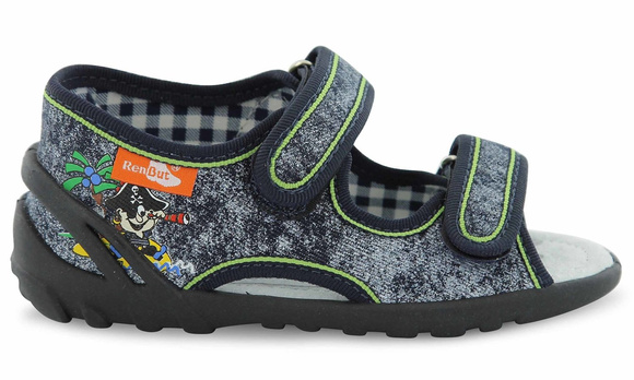 Kapcie dziecięce tekstylne sandałki na rzepy