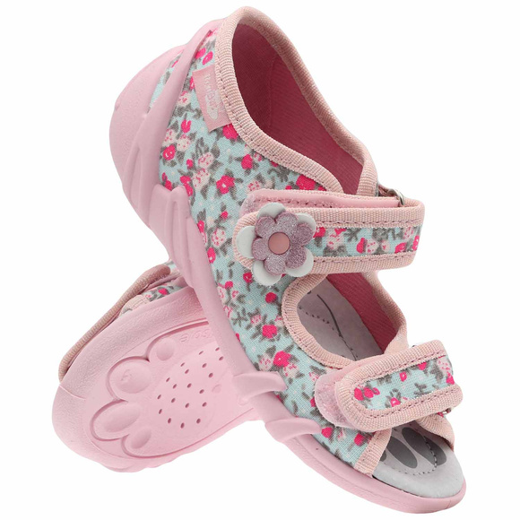 Kapcie dziecięce tekstylne sandałki na rzepy