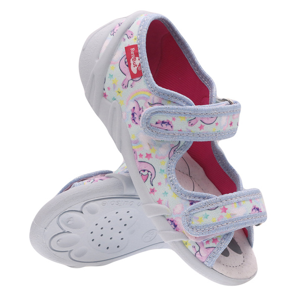 Kapcie dziecięce tekstylne sandałki na rzepy