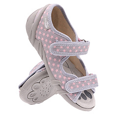 Kapcie dziecięce tekstylne sandałki na rzepy