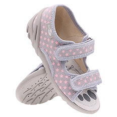 Kapcie dziecięce tekstylne sandałki na rzepy