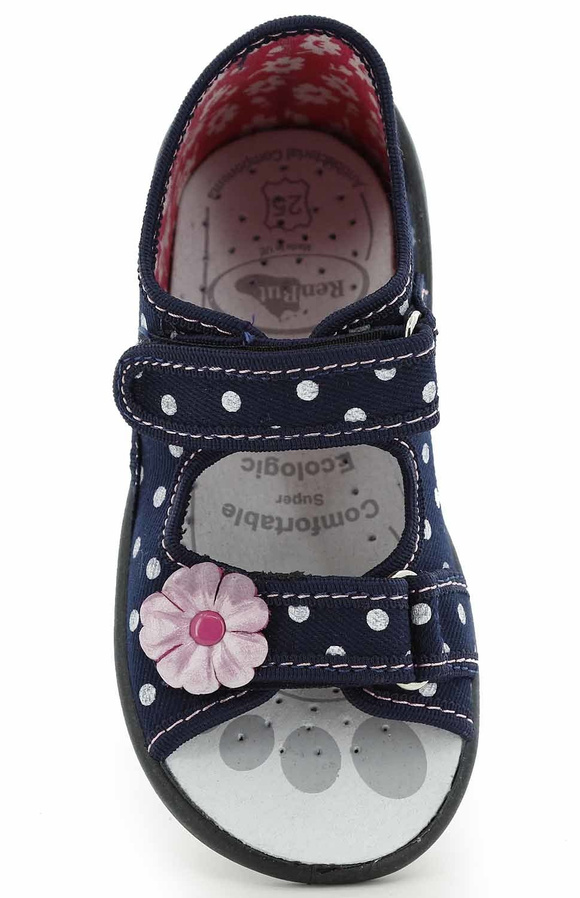 Kapcie dziecięce tekstylne sandałki na rzepy