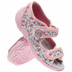 Kapcie dziecięce tekstylne sandałki na rzepy