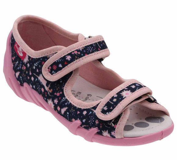 Kapcie dziecięce tekstylne sandałki na rzepy