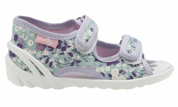 Kapcie dziecięce tekstylne sandałki na rzepy