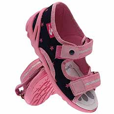 Kapcie dziecięce tekstylne sandałki na rzepy