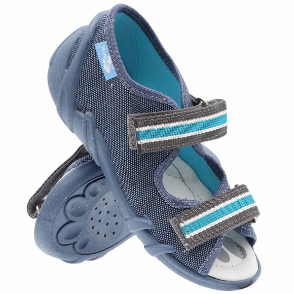 Kapcie dziecięce tekstylne sandałki na rzepy