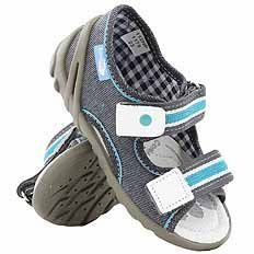 Kapcie dziecięce tekstylne sandałki na rzepy