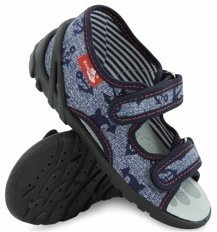 Kapcie dziecięce tekstylne sandałki na rzepy